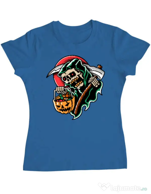 Tricou personalizat dama It's Halloween Time Albastru azuriu