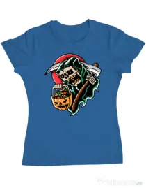 Tricou personalizat dama It's Halloween Time Albastru azuriu