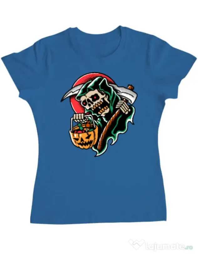 Tricou personalizat dama It's Halloween Time Albastru azuriu