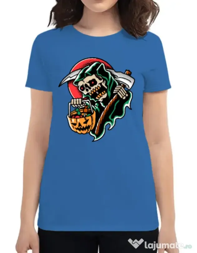 Tricou personalizat dama It's Halloween Time Albastru azuriu