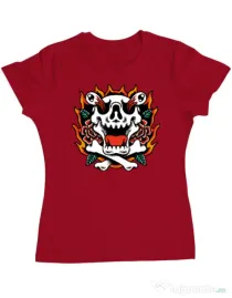 Tricou personalizat dama Death and Flower Rosu