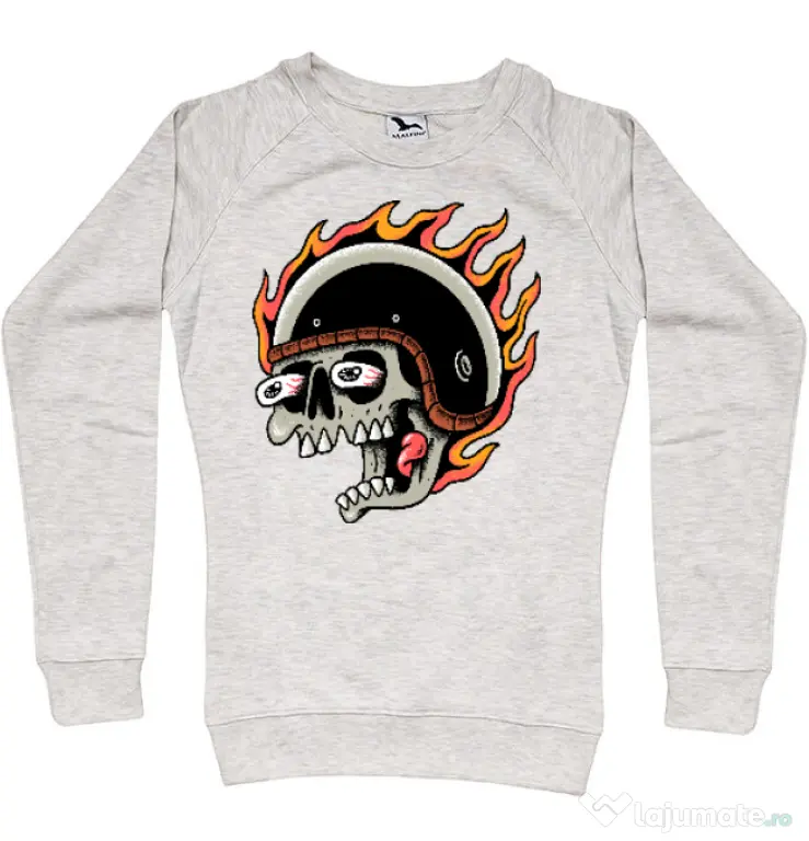 Bluza personalizata dama Skull Biker Migdala melanj