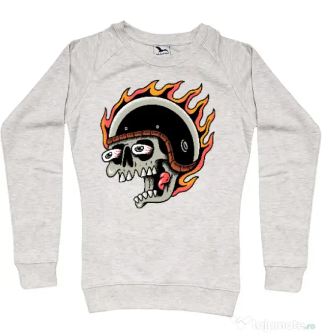 Bluza personalizata dama Skull Biker Migdala melanj