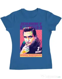 Tricou personalizat dama Johnny Cash Albastru azuriu