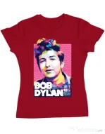 Tricou personalizat dama Bob Dylan Rosu