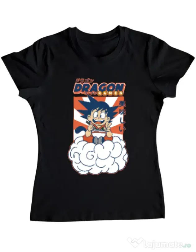 Tricou personalizat dama Dragon Ramen Negru