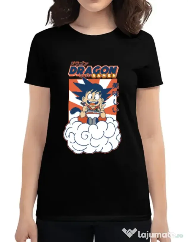 Tricou personalizat dama Dragon Ramen Negru