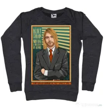 Bluza personalizata dama Kurt Cobain Negru melanj