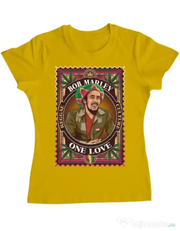 Tricou personalizat dama Bob Marley Galben