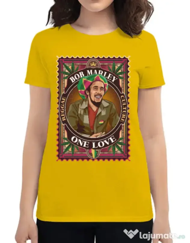 Tricou personalizat dama Bob Marley Galben