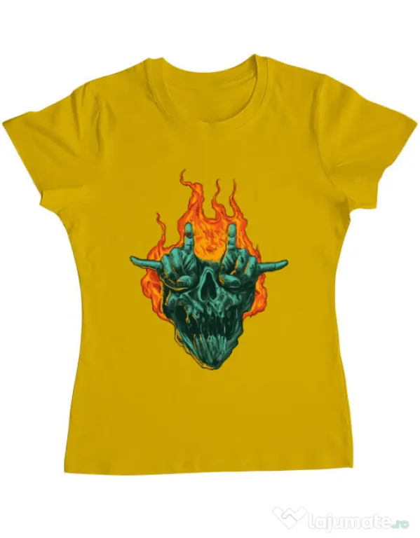 Tricou personalizat dama METAL HEADS Galben