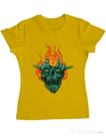Tricou personalizat dama METAL HEADS Galben