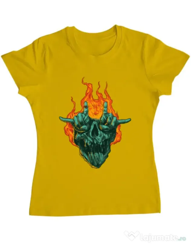 Tricou personalizat dama METAL HEADS Galben