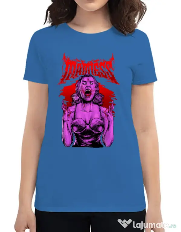 Tricou personalizat dama MADNESS Albastru azuriu