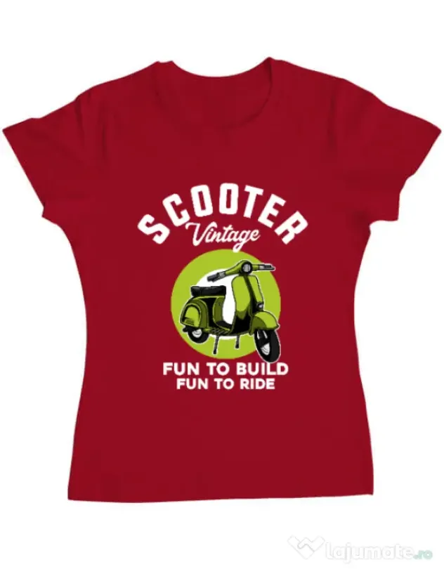Tricou personalizat dama SCOOTER VINTAGE Rosu