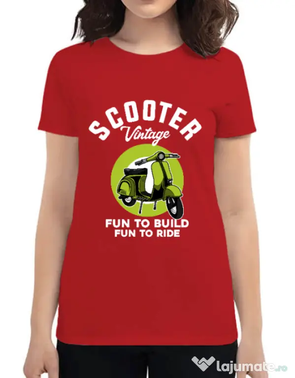 Tricou personalizat dama SCOOTER VINTAGE Rosu