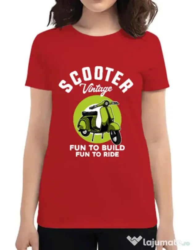 Tricou personalizat dama SCOOTER VINTAGE Rosu