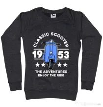 Bluza personalizata dama CLASSIC SCOOTER ADVENTURES Negru melanj