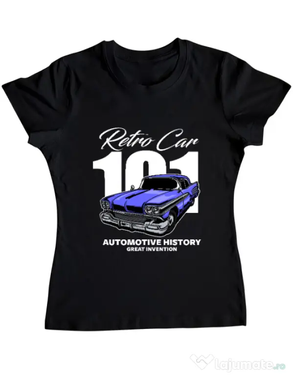 Tricou personalizat dama RETRO CAR 101 Negru
