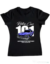 Tricou personalizat dama RETRO CAR 101 Negru