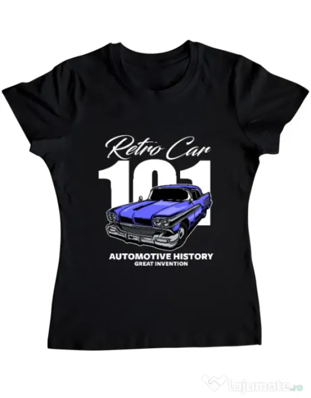 Tricou personalizat dama RETRO CAR 101 Negru