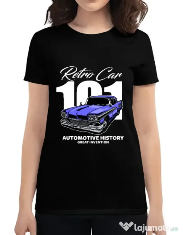 Tricou personalizat dama RETRO CAR 101 Negru