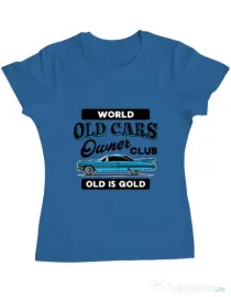 Tricou personalizat dama OLD CARS CLUB Albastru azuriu