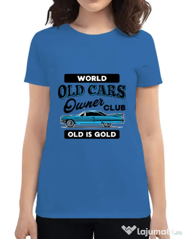 Tricou personalizat dama OLD CARS CLUB Albastru azuriu