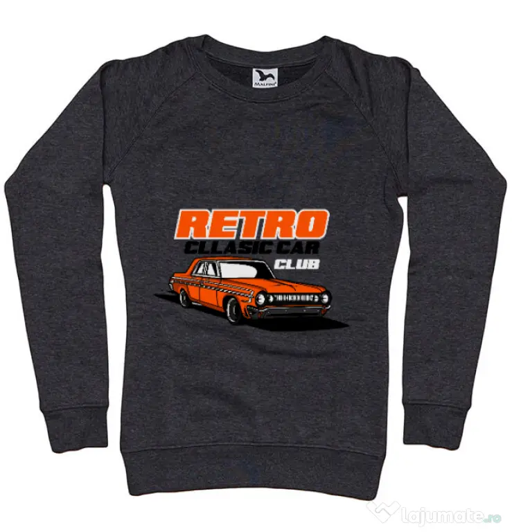 Bluza personalizata dama RETRO CLASSIC CAR CLUB Negru melanj