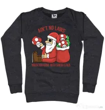 Bluza personalizata dama Stoned Santa Negru melanj