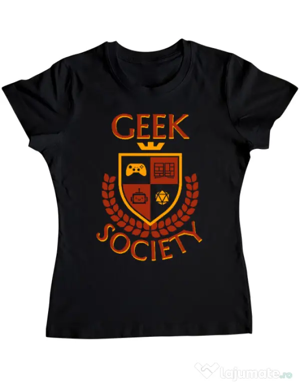 Tricou personalizat dama Geek Society Negru