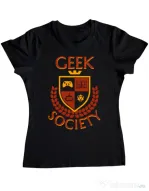 Tricou personalizat dama Geek Society Negru