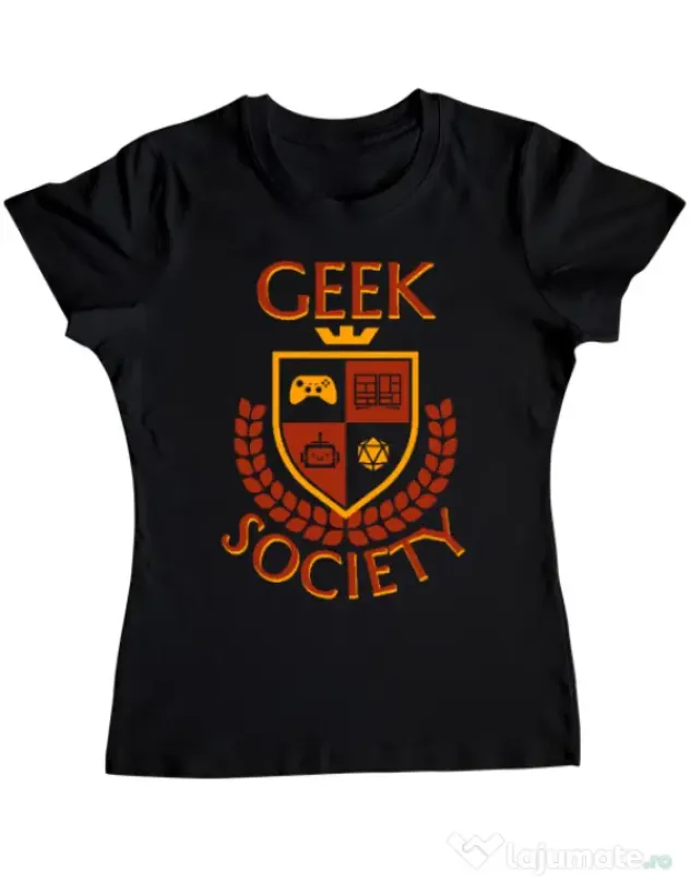 Tricou personalizat dama Geek Society Negru