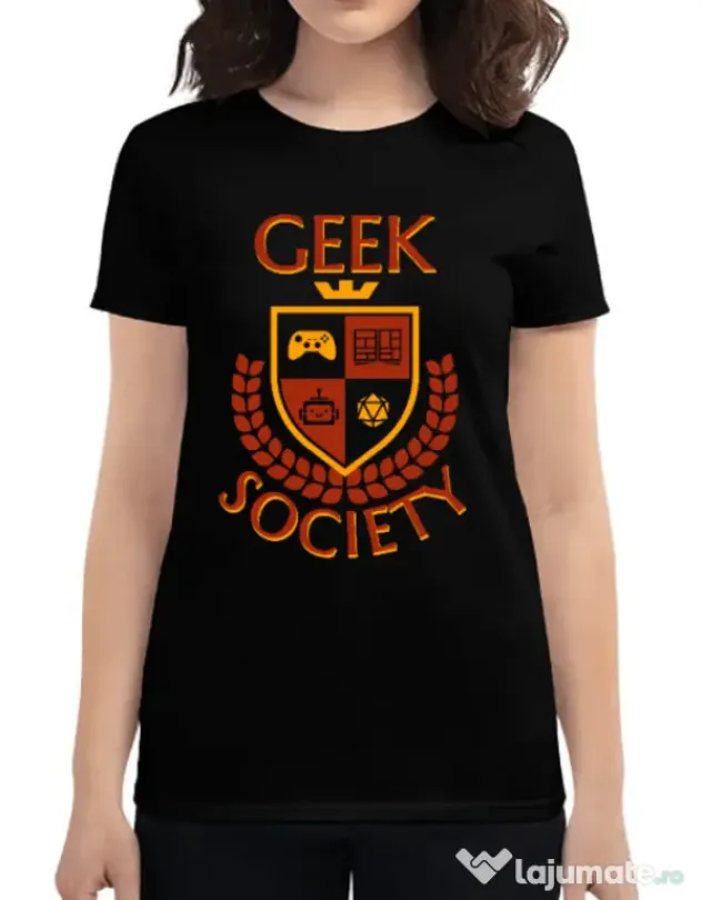 Tricou personalizat dama Geek Society Negru