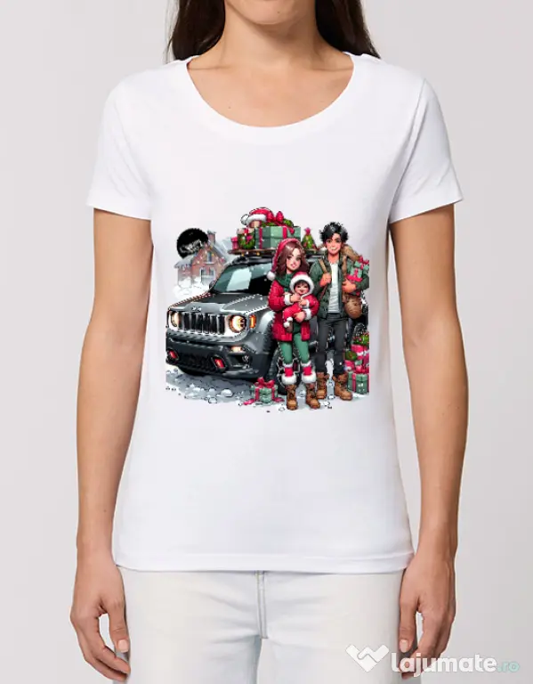 Tricou STANLEY STELLA dama Jeep Renegade Trailhawk with family Alb