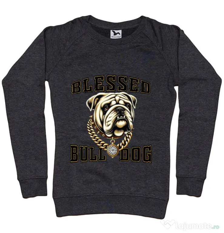 Bluza personalizata dama BULLDOG 03 Negru melanj