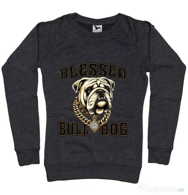 Bluza personalizata dama BULLDOG 03 Negru melanj