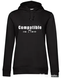 Hanorac dama cu gluga Tricouri cu mesaje | IQ 120 | CreativeSheep Negru