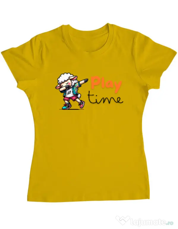 Tricou personalizat dama Play Time Galben
