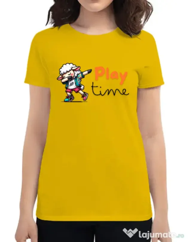 Tricou personalizat dama Play Time Galben