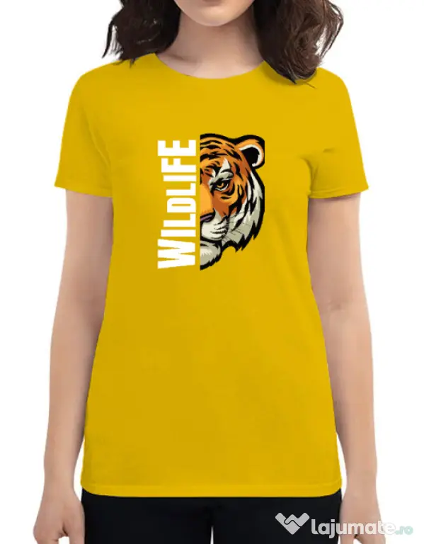 Tricou personalizat dama WildLife (dark) Galben