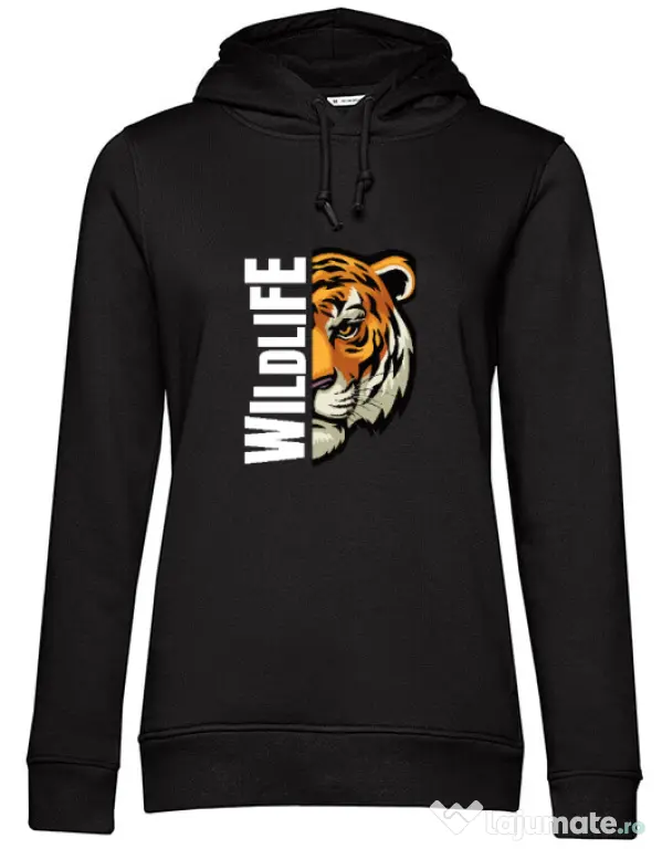 Hanorac dama cu gluga WildLife (dark) Negru