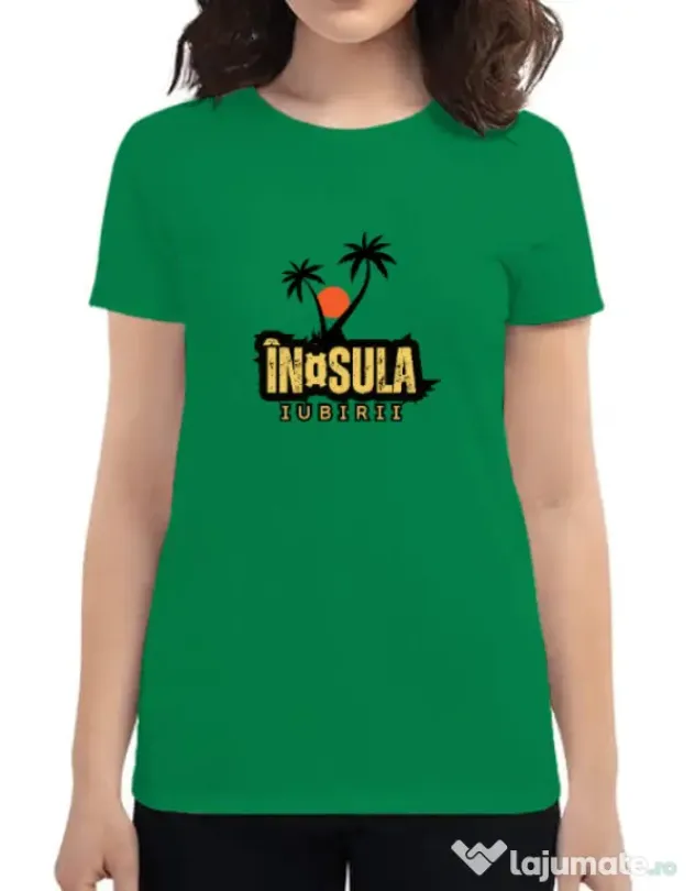 Tricou personalizat dama Insula white Verde mediu