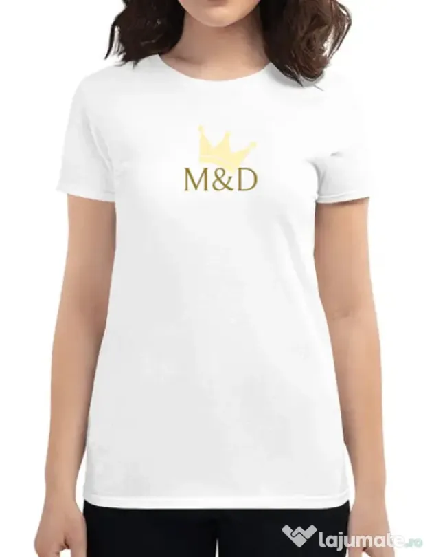 Tricou personalizat dama M&D QUEEN Alb