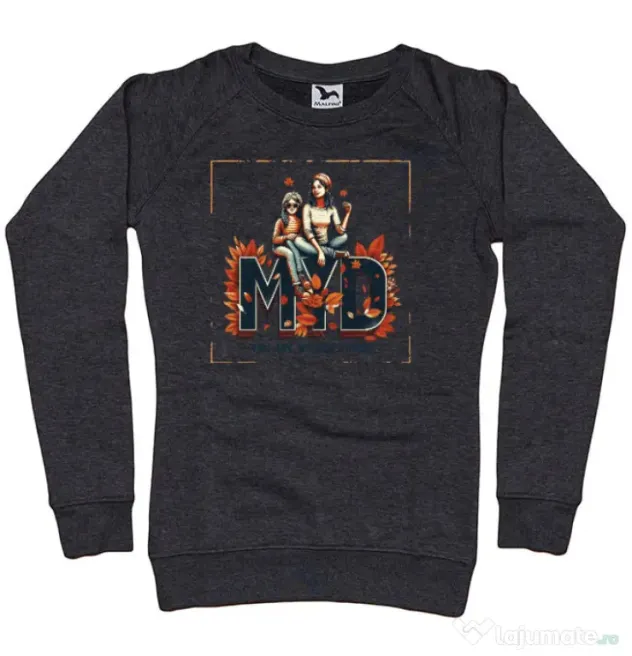Bluza personalizata dama Mom you are my best friend 2 Negru melanj