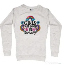 Bluza personalizata dama Girls are born in ianuary Migdala melanj