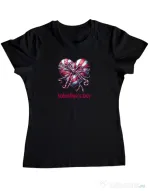 Tricou personalizat dama Valentine\'s Day  2025 Negru