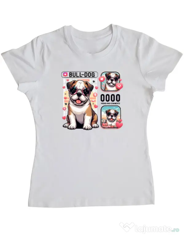 Tricou personalizat dama BULLDOG 15 Alb