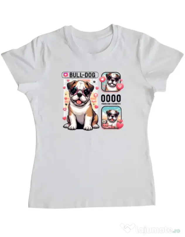 Tricou personalizat dama BULLDOG 15 Alb