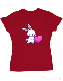 Tricou personalizat dama LOVE BUNNY Rosu